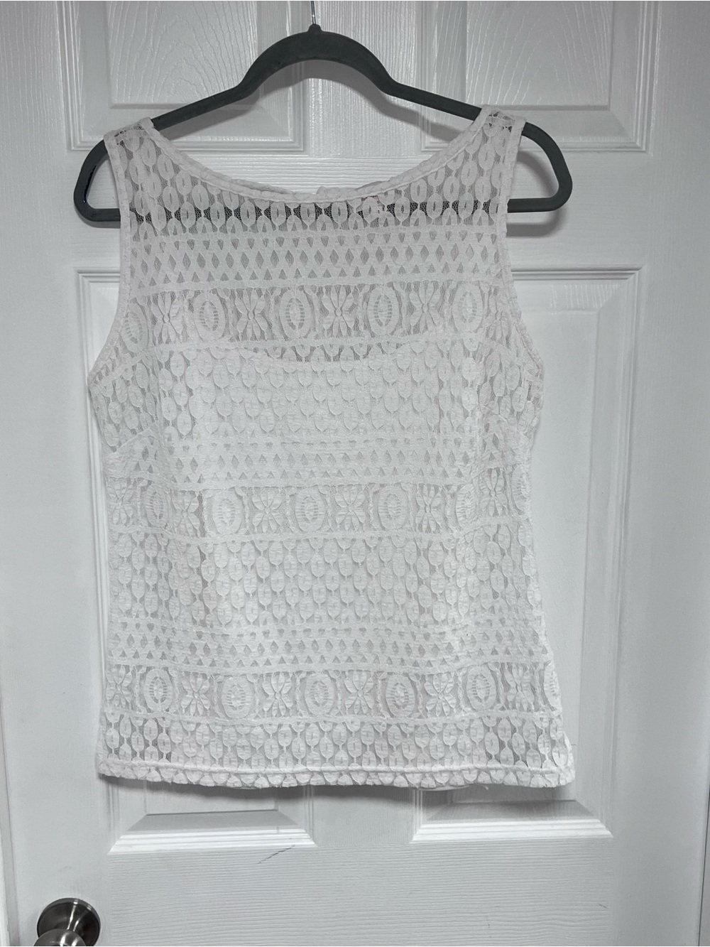 Laundry By Shelli Segal White Lace Sleeveless Shell Top Size M